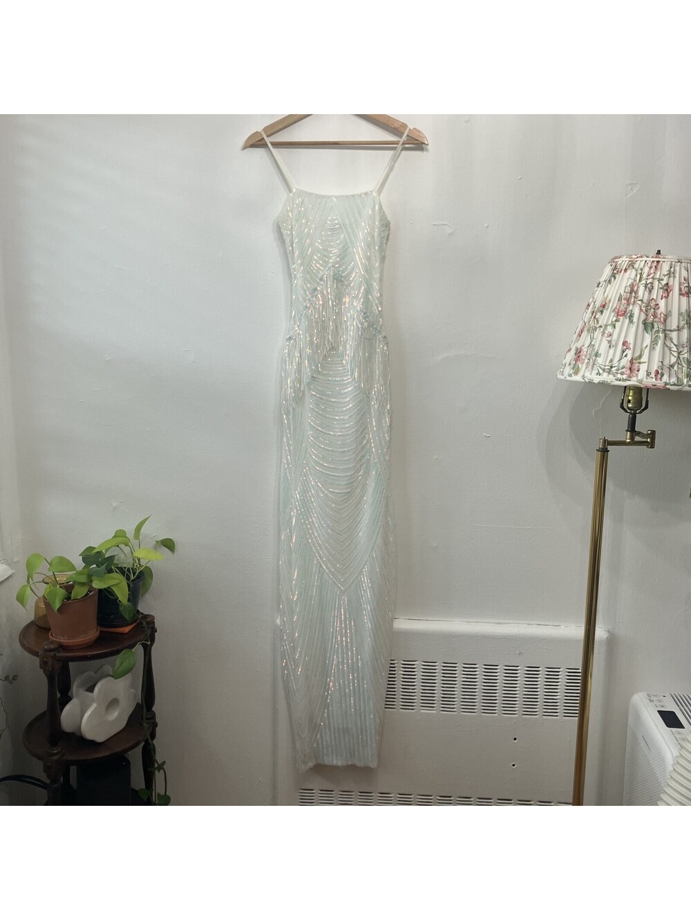 Iridescent Maxi Sequined Fringe Dress High Slit Elegant Fairy Romantic Hoco 0